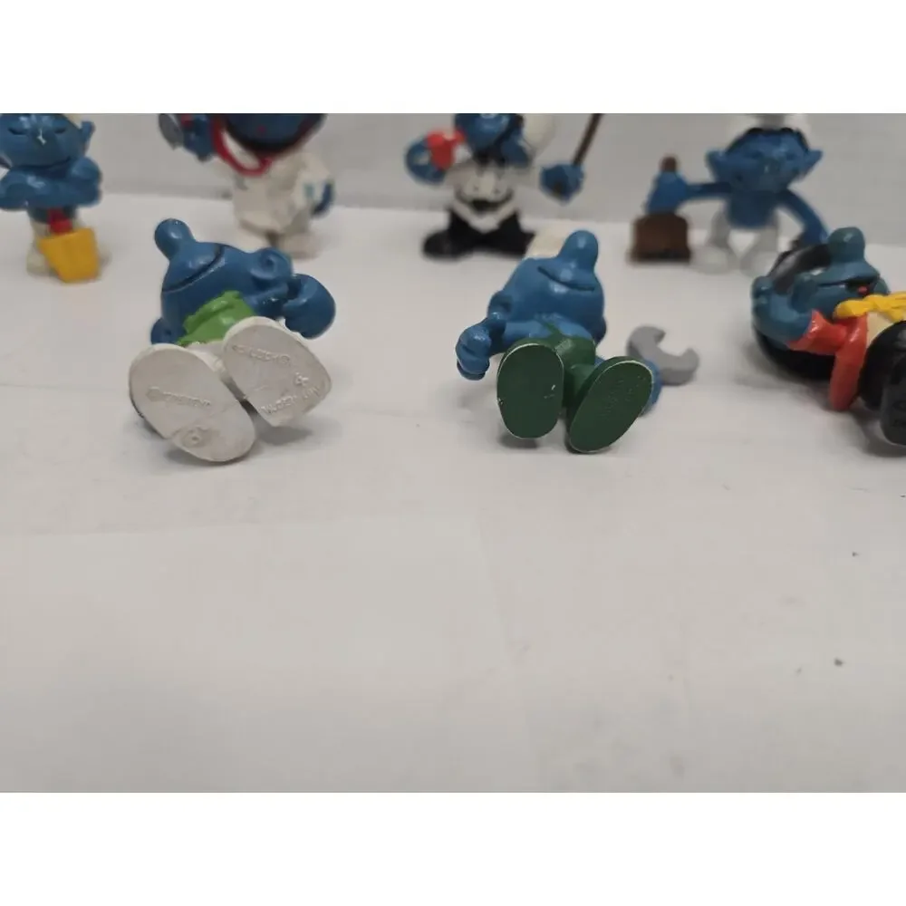 7 Working Smurfs Policeman, Doctor, Mechanic Smurf Police Vintage Schleich